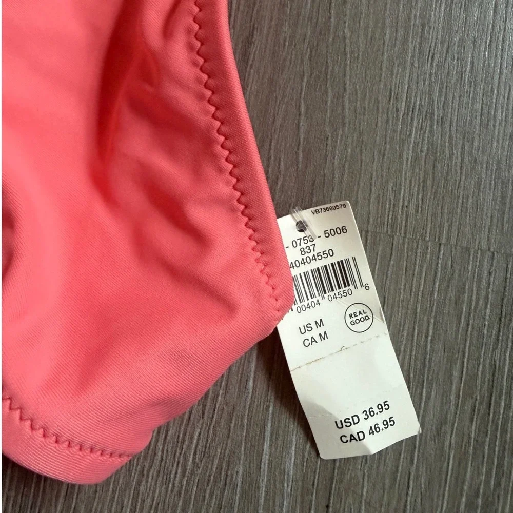 Aerie Real Good Coral Pink Studded Triangle Halter Bikini Top Medium NWT
